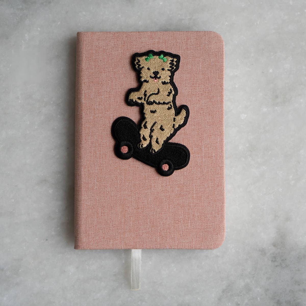 Linen Notebook - Pick Your Patch: Navy / Get Me Outta Here Woven Patch