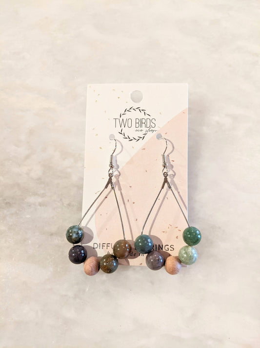 Fancy Jasper & Rosewood - Teardrop Diffuser Earrings