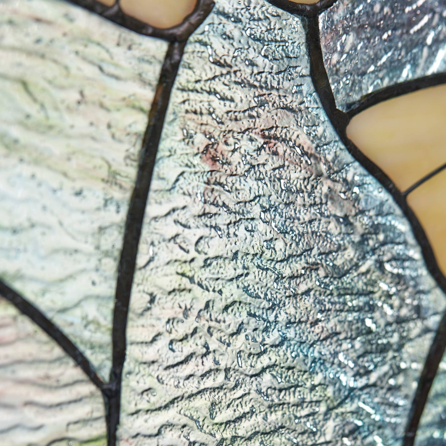17.5"H Robert Yellow Gingko Leaf Stained Glass Window Panel