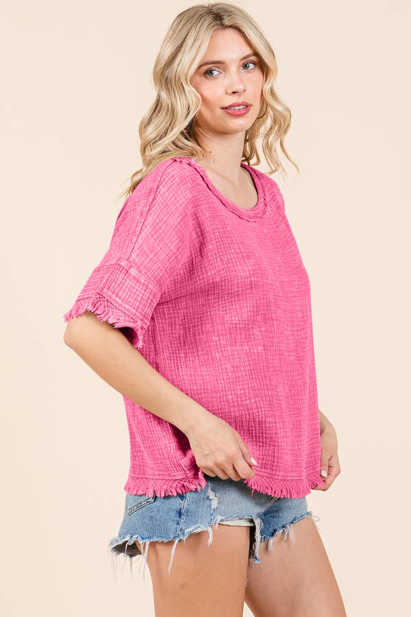 Scoop Neck Oversize Top ICED COFFEE Large
