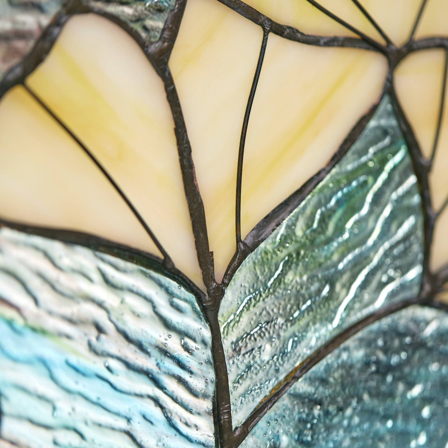 17.5"H Robert Yellow Gingko Leaf Stained Glass Window Panel