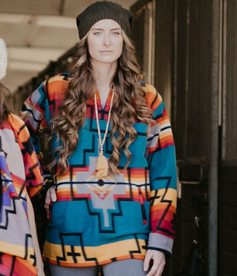 Aztec Print Fleece Hoodie