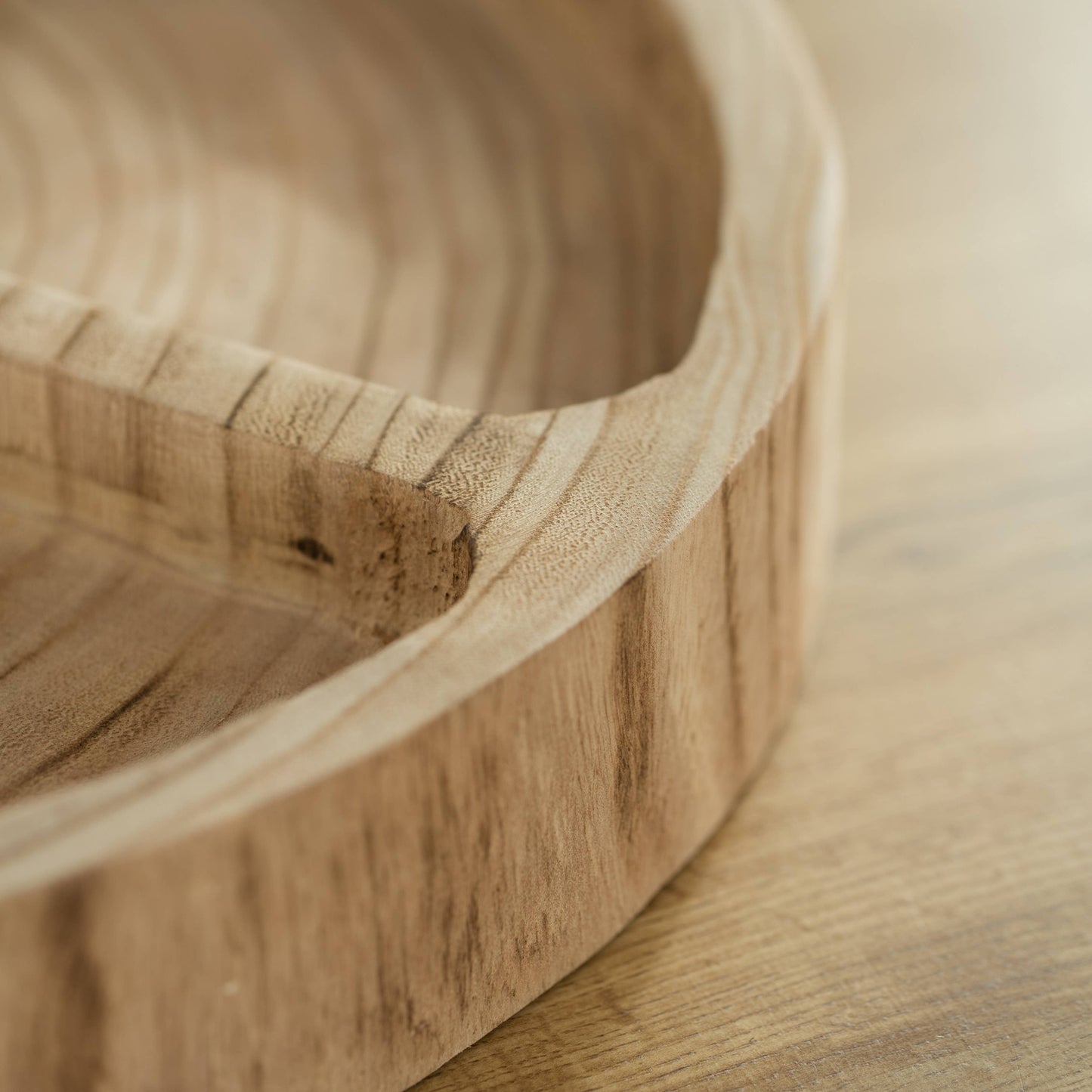 3 Sectional Round Snack Tray for Dining Table and Kitchen: Natural