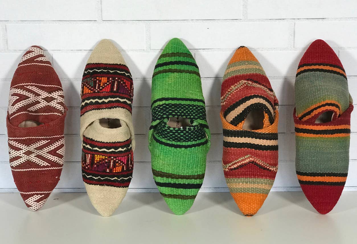 Moroccan Kilim Slippers: Large