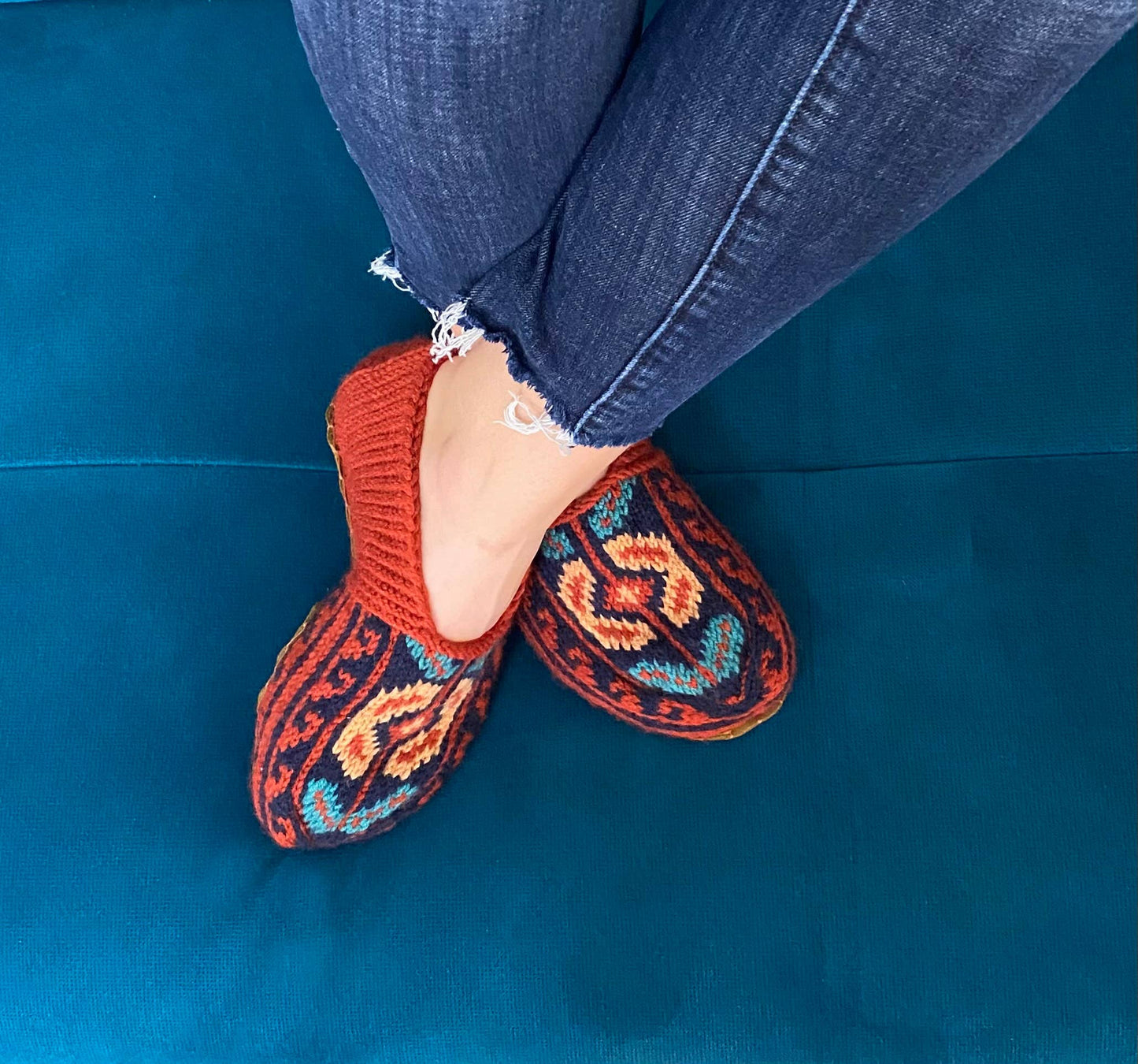 Adult Slipper Socks : Burnt Orange (Individuals): 8