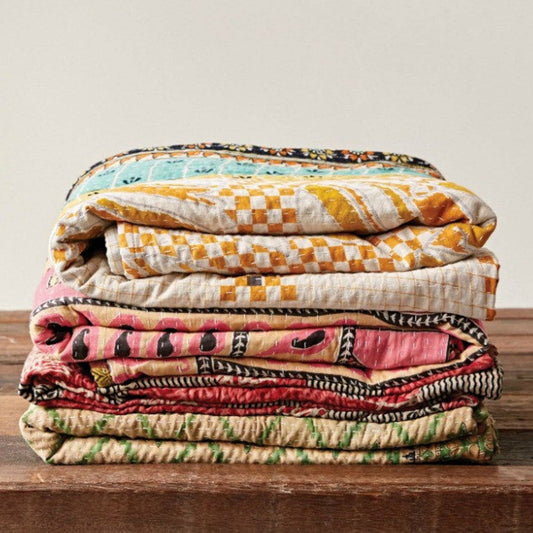 Vintage Kantha Quilt, Bohemian Home Decor | Gift