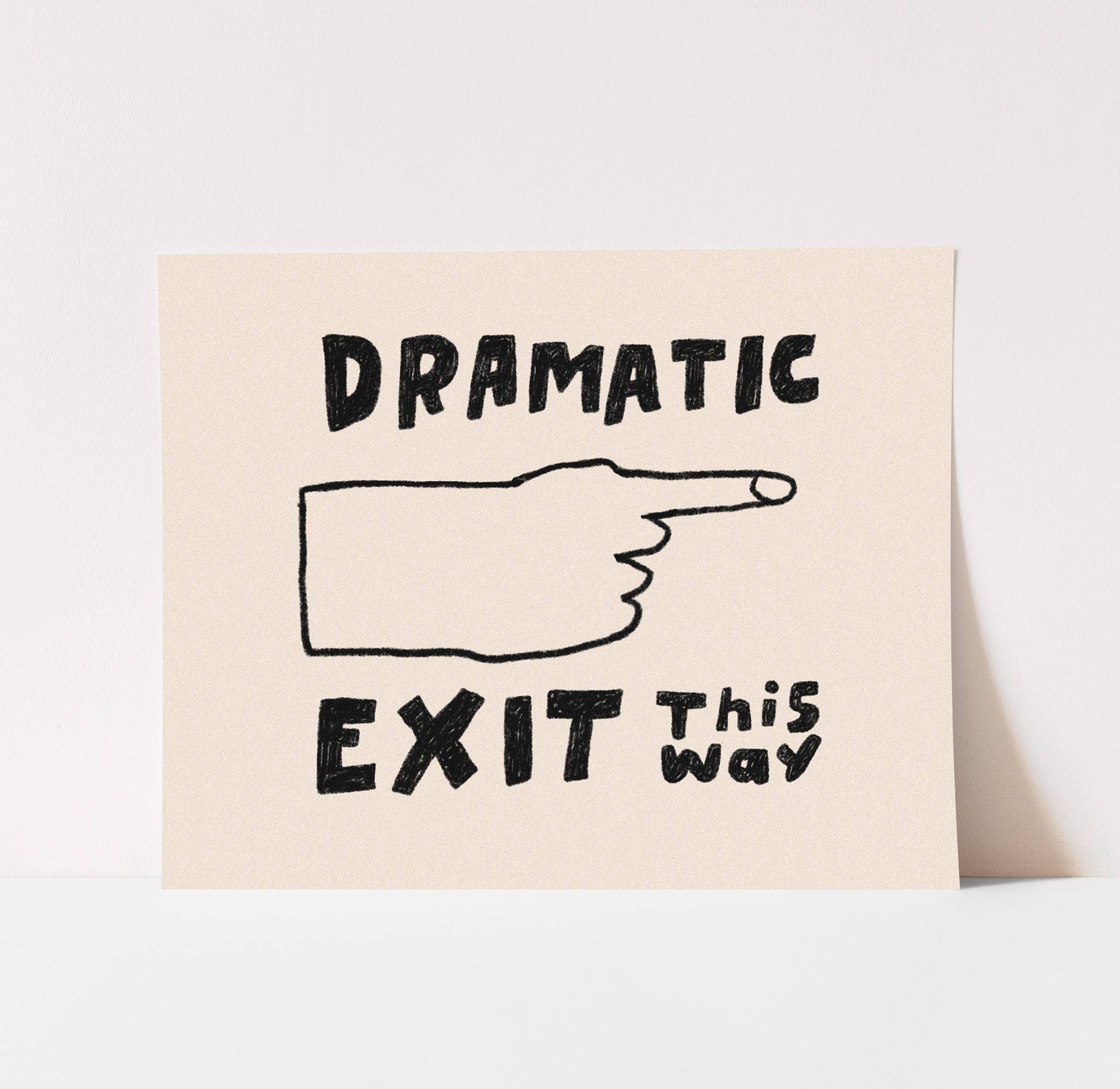 Dramatic Exit Art Print | Hand Drawn Illustration Lettering : Red + Blue / 12 x 18