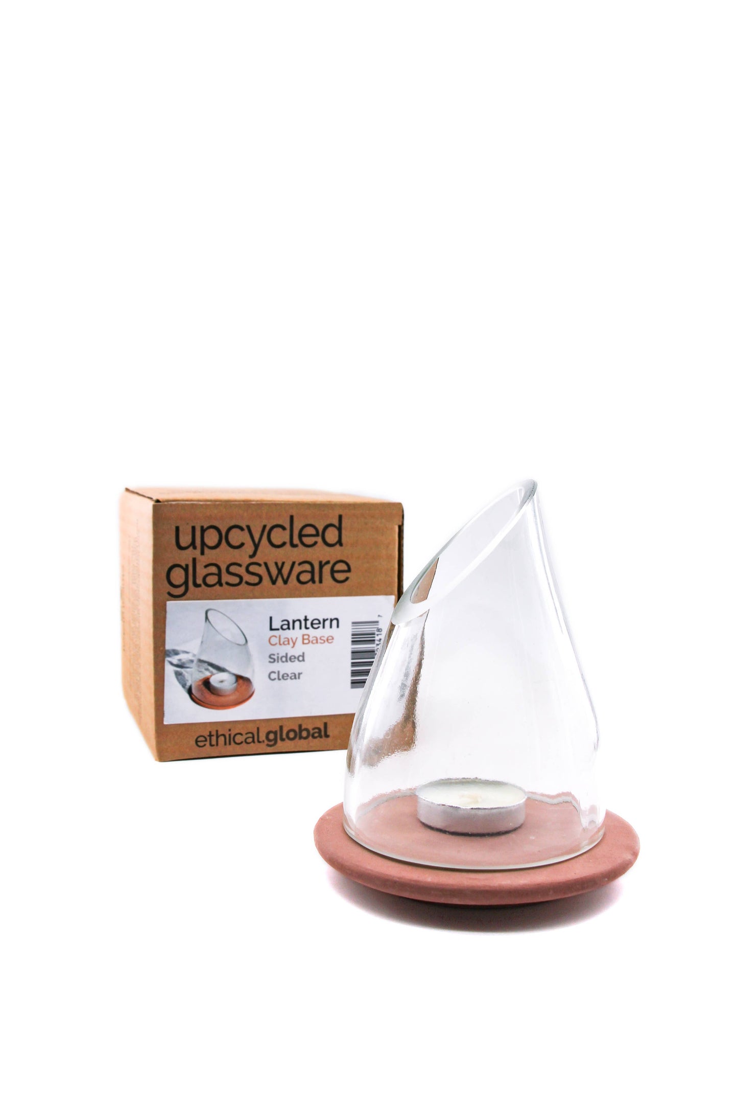 Lantern/Votive Sided Plain Upcycled Hand-Crafted: Amber