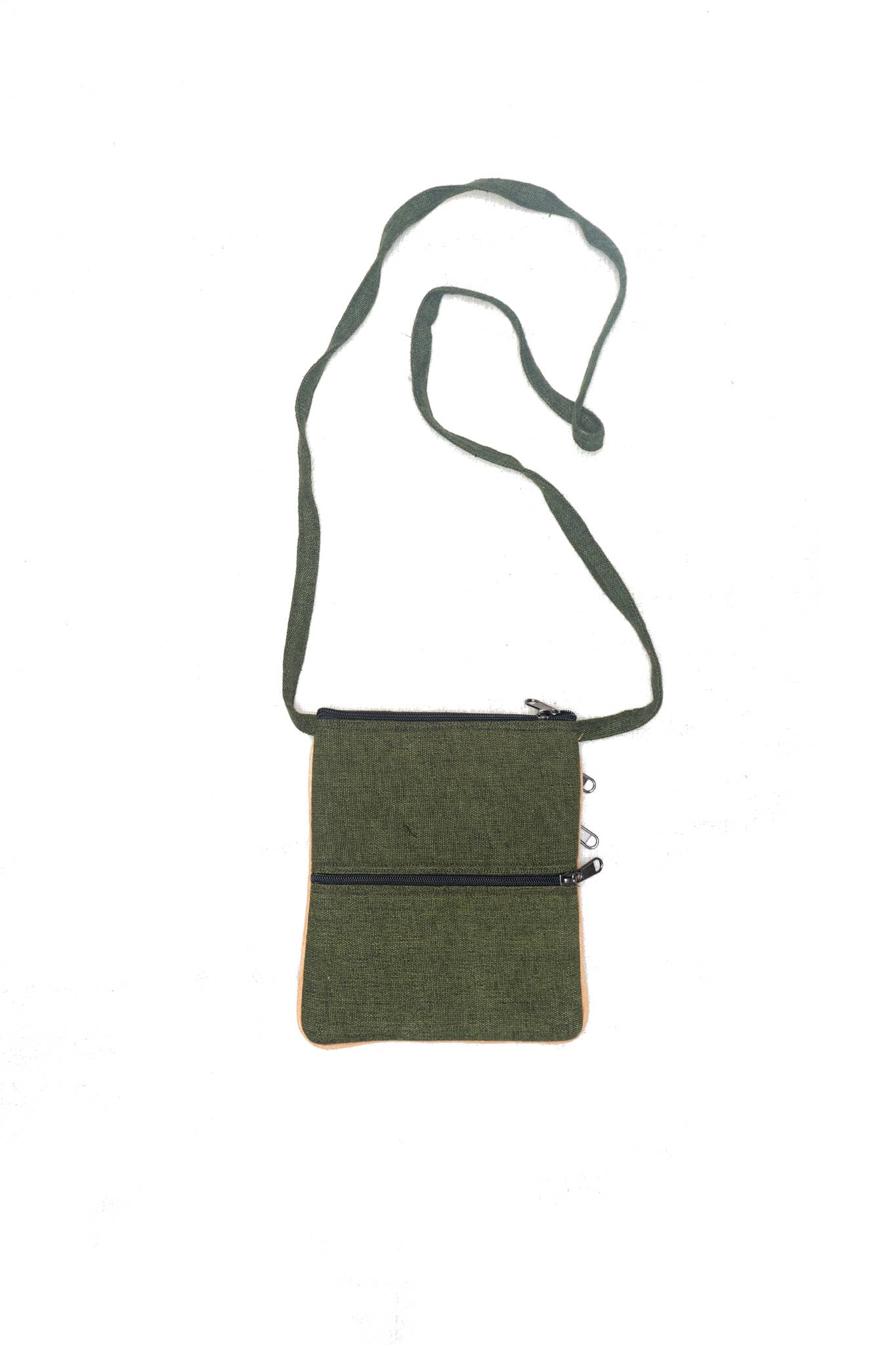 5 Zipper Cross Body Embroidery Cotton Bag: Dark Blue