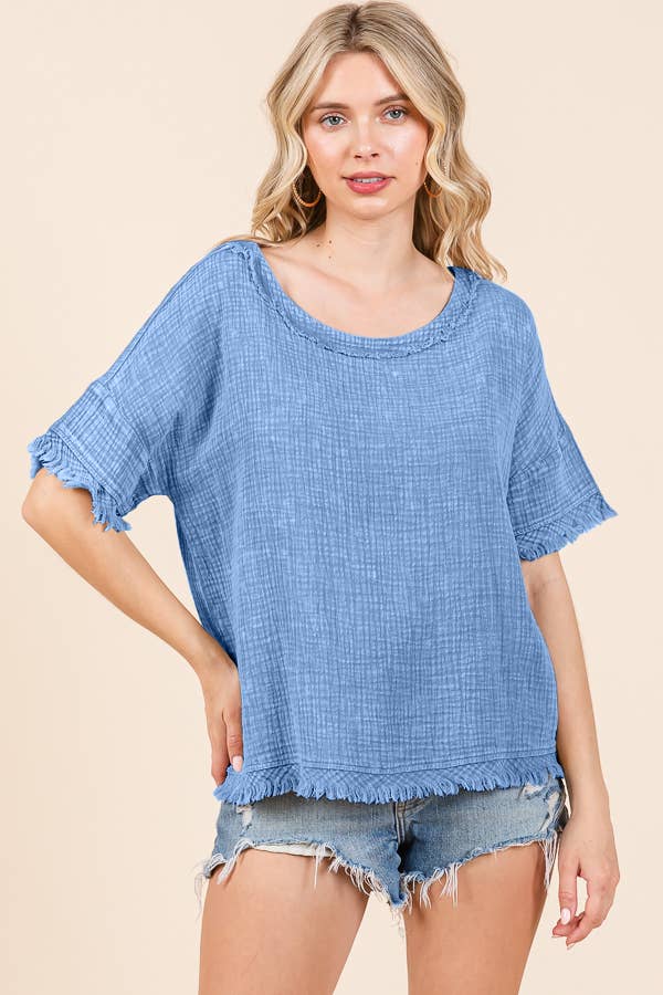 Scoop Neck Oversize Top ICED COFFEE Large