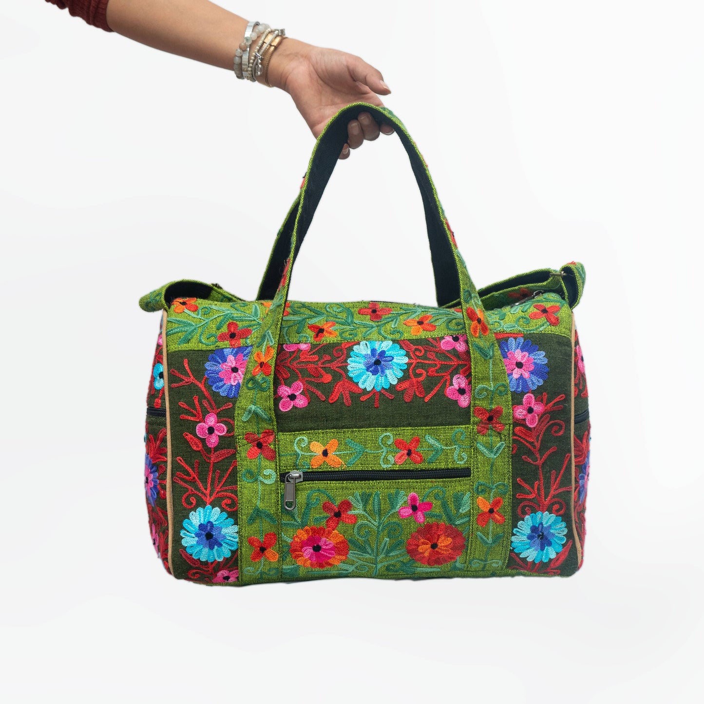  Embroidery Mini Travel Bag: Green
