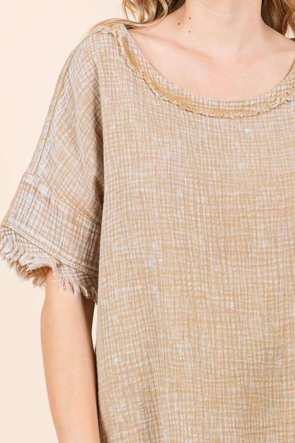 Scoop Neck Oversize Top ICED COFFEE Large