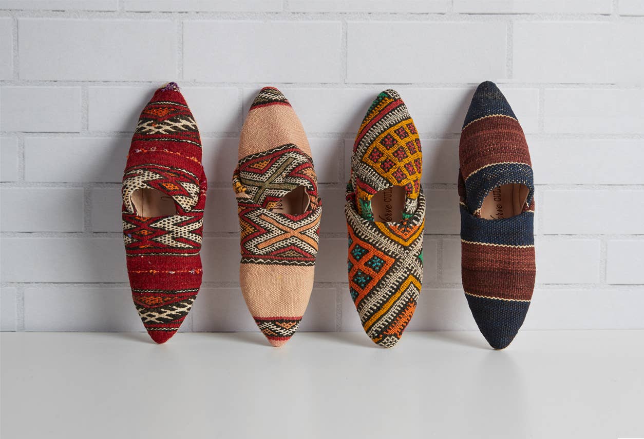 Moroccan Kilim Slippers: Medium