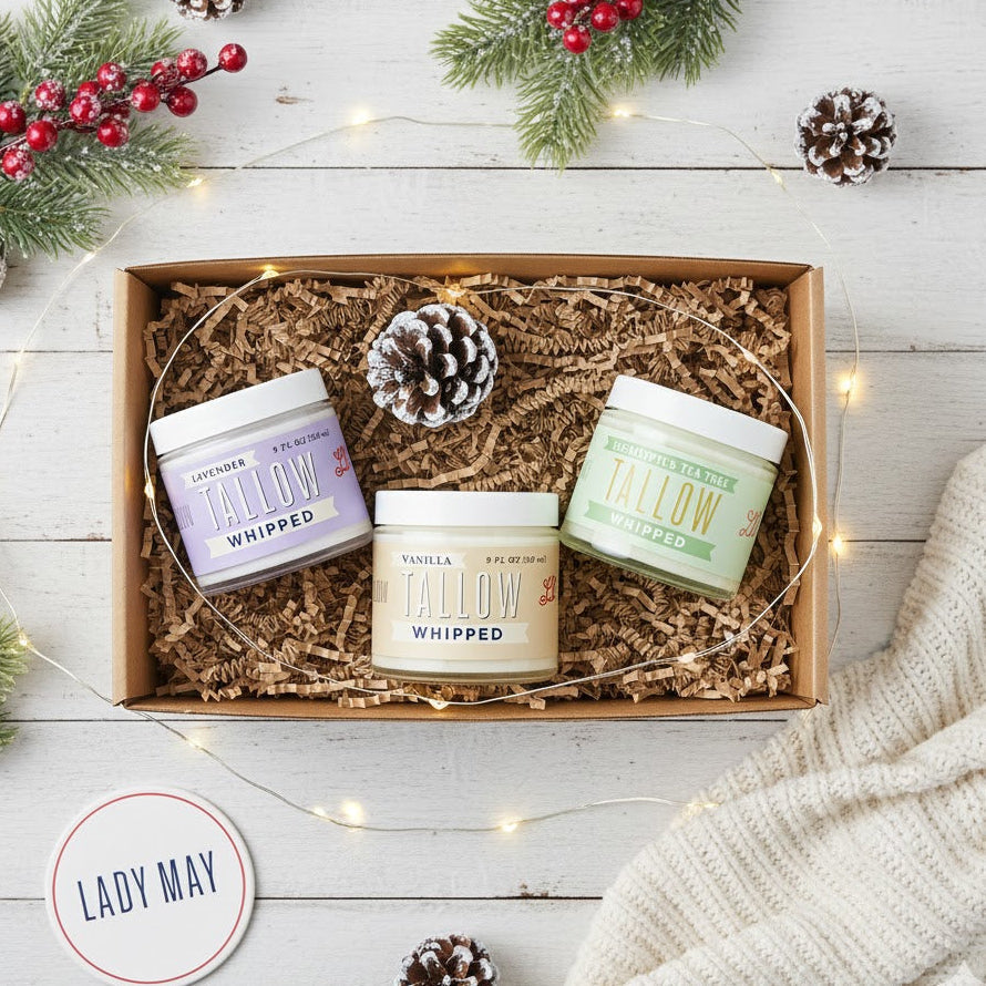 Scented Whipped Tallow Trio - 9oz Lavender, Vanilla Bean & Eucalyptus Tea Tree | Grass-Fed Skincare Bundle