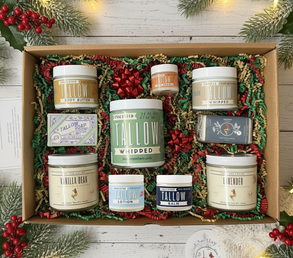 Ultimate Tallow Skincare Gift Set | 10-Piece Natural Spa Box | Grass-Fed Beef Tallow Candles, Soap & Body Care